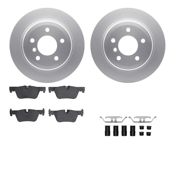 Dynamic Friction Company Rear Geospec Brake Rotors with 5000 Euro Ceramic Brake Pads includes Hardware 4612-31046