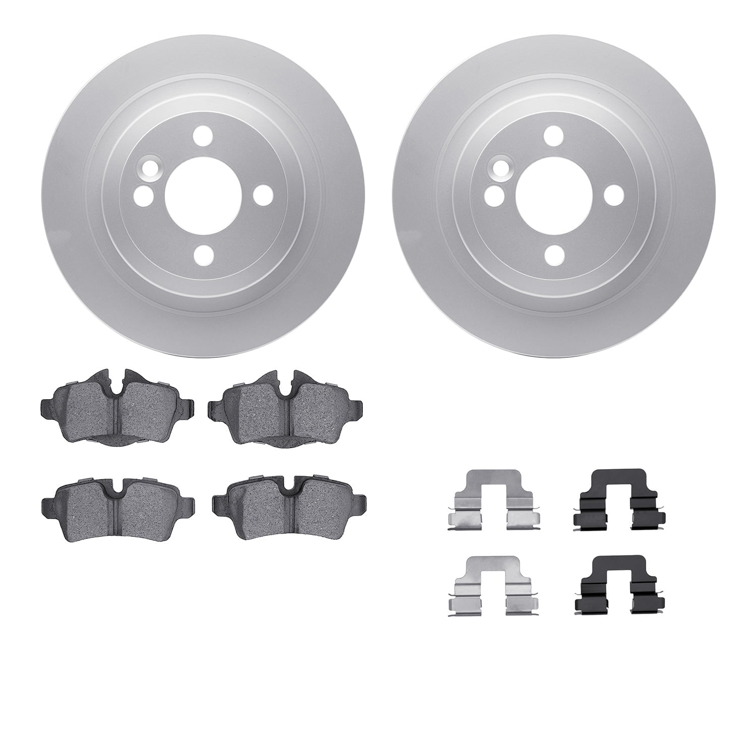 Dynamic Friction Company Rear Geospec Brake Rotors with 5000 Euro Ceramic Brake Pads includes Hardware 4612-32008