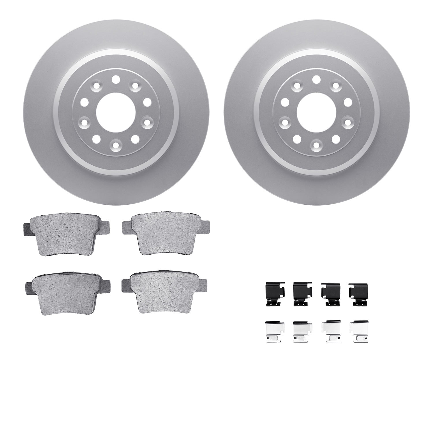 Dynamic Friction Company Rear Geospec Brake Rotors with 5000 Euro Ceramic Brake Pads includes Hardware 4612-54021