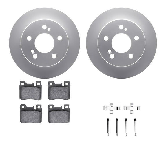 Dynamic Friction Company Rear Geospec Brake Rotors with 5000 Euro Ceramic Brake Pads includes Hardware 4612-63011