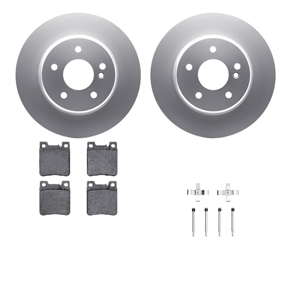 Dynamic Friction Company Rear Geospec Brake Rotors with 5000 Euro Ceramic Brake Pads includes Hardware 4612-63018