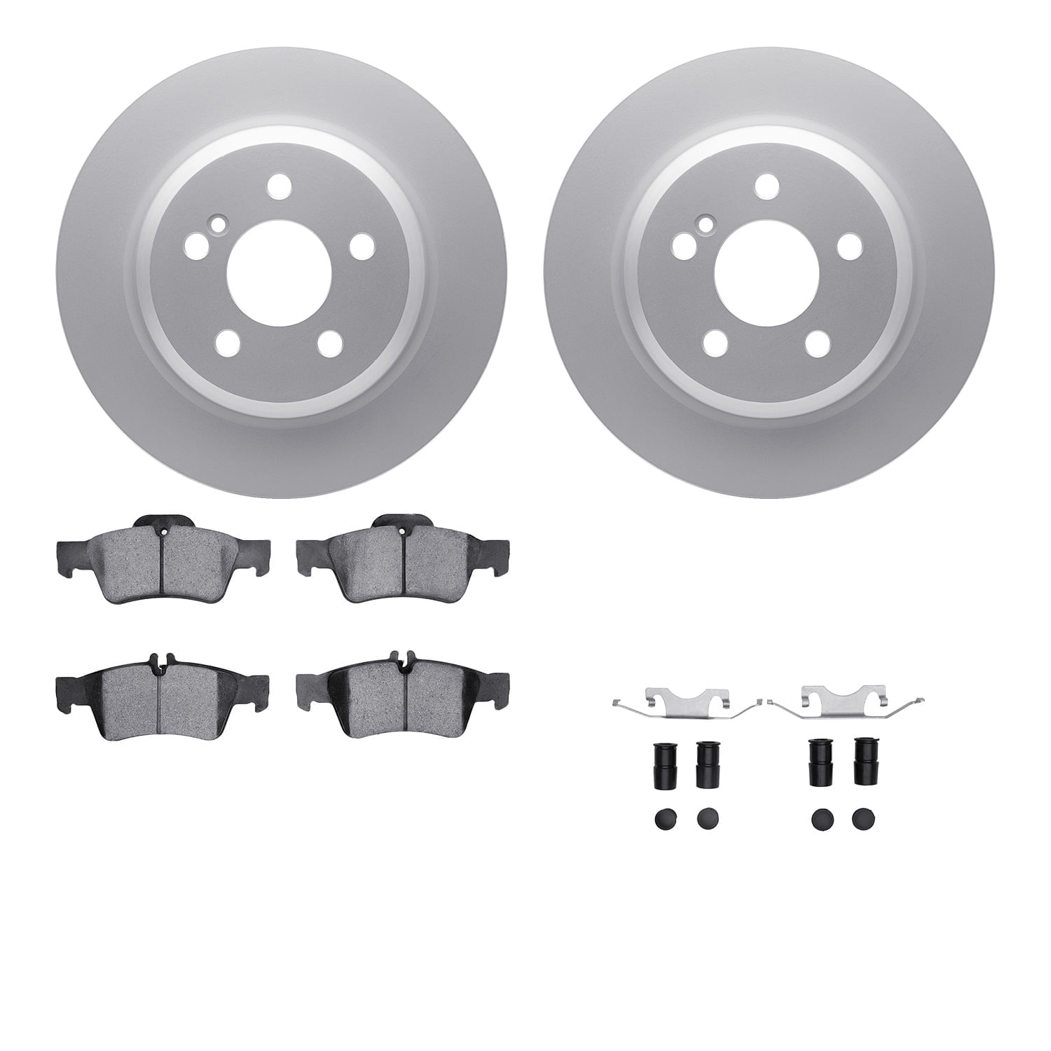 Dynamic Friction Company Rear Geospec Brake Rotors with 5000 Euro Ceramic Brake Pads includes Hardware 4612-63044