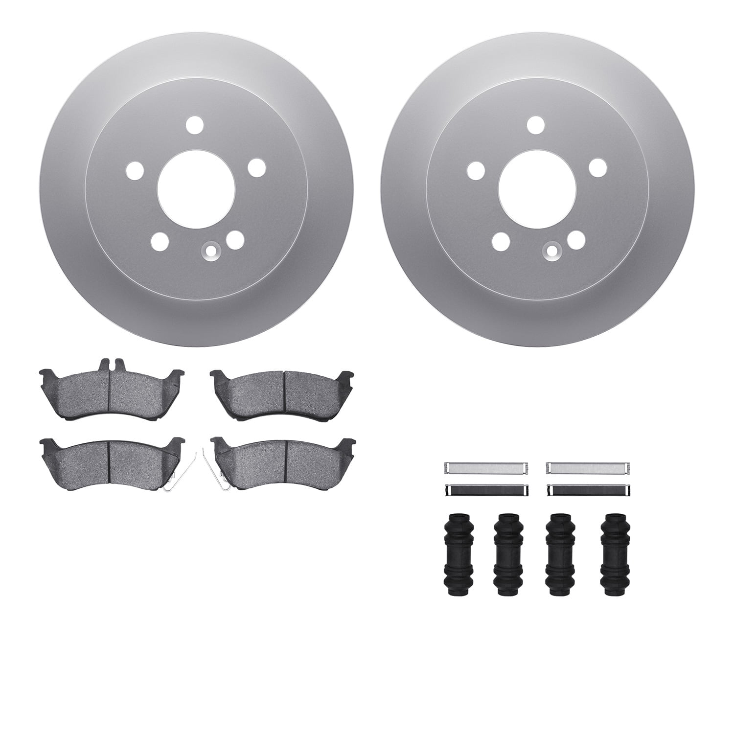 Dynamic Friction Company Rear Geospec Brake Rotors with 5000 Euro Ceramic Brake Pads includes Hardware 4612-63065