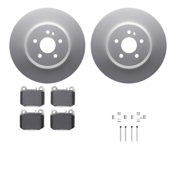 Dynamic Friction Company Rear Geospec Brake Rotors with 5000 Euro Ceramic Brake Pads includes Hardware 4612-63067