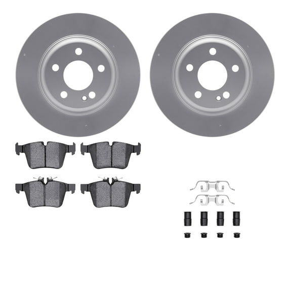 Dynamic Friction Company Rear Geospec Brake Rotors with 5000 Euro Ceramic Brake Pads includes Hardware 4612-63087