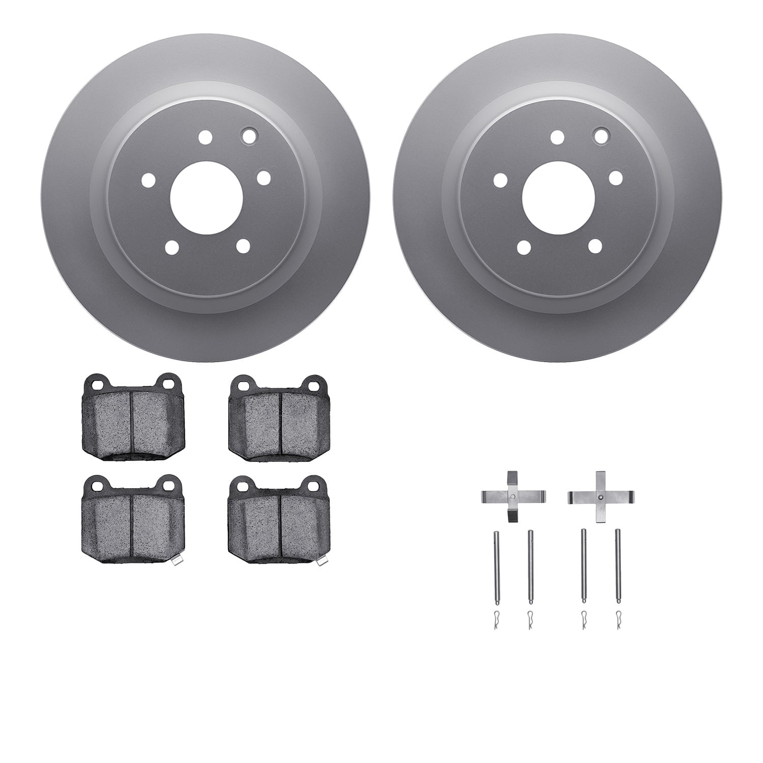 Dynamic Friction Company Rear Geospec Brake Rotors with 5000 Euro Ceramic Brake Pads includes Hardware 4612-68002