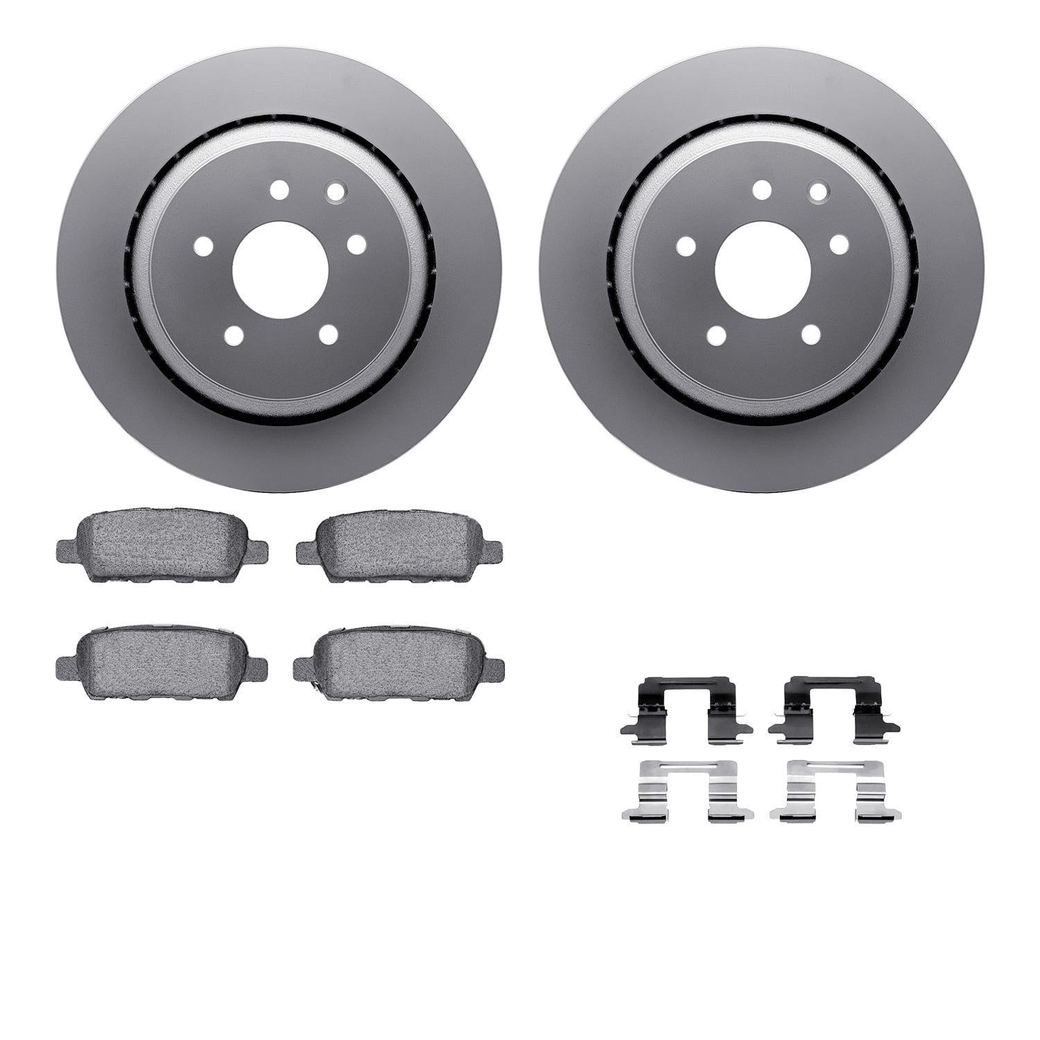 Dynamic Friction Company Rear Geospec Brake Rotors with 5000 Euro Ceramic Brake Pads includes Hardware 4612-68003