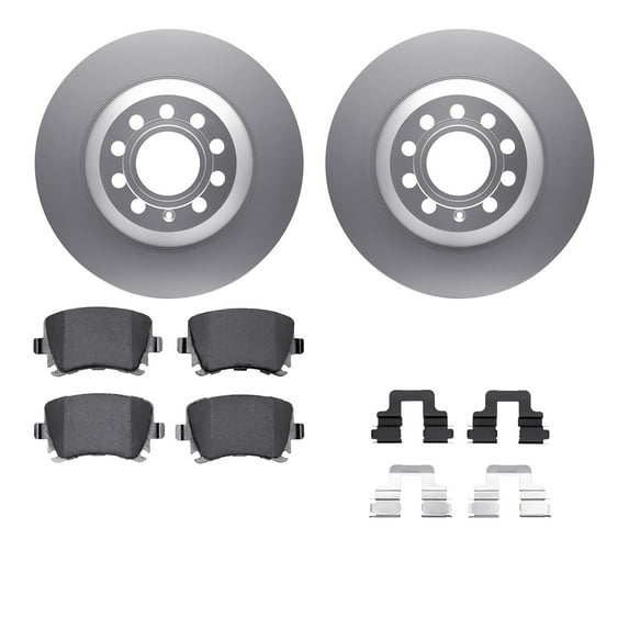 Dynamic Friction Company Rear Geospec Brake Rotors with 5000 Euro Ceramic Brake Pads includes Hardware 4612-73024