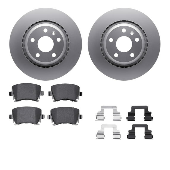 Dynamic Friction Company Rear Geospec Brake Rotors with 5000 Euro Ceramic Brake Pads includes Hardware 4612-73034