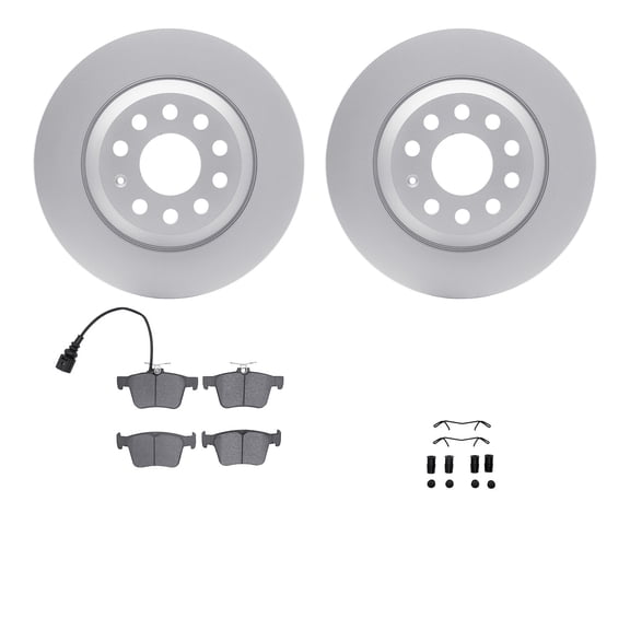 Dynamic Friction Company Rear Geospec Brake Rotors with 5000 Euro Ceramic Brake Pads includes Hardware 4612-73053