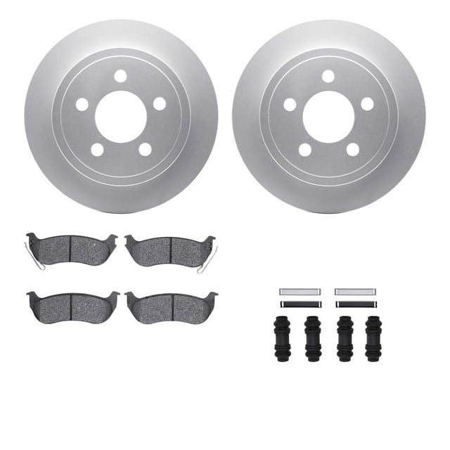 Dynamic Friction Company Rear Geospec Brake Rotors with Heavy Duty Brake Pads includes Hardware 4212-42005
