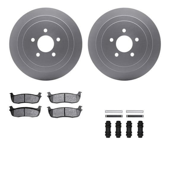 Dynamic Friction Company Rear Geospec Brake Rotors with Heavy Duty Brake Pads includes Hardware 4212-55010