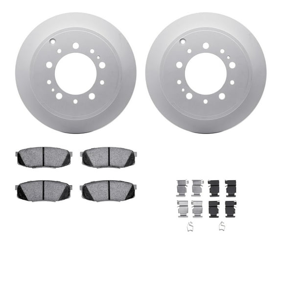 Dynamic Friction Company Rear Geospec Brake Rotors with Heavy Duty Brake Pads includes Hardware 4212-76006