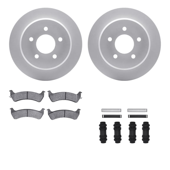 Dynamic Friction Company Rear Geospec Brake Rotors with Heavy Duty Brake Pads includes Hardware 4212-99119