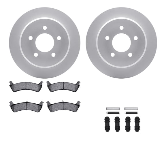 Dynamic Friction Company Rear Geospec Brake Rotors with Heavy Duty Brake Pads includes Hardware 4212-99120