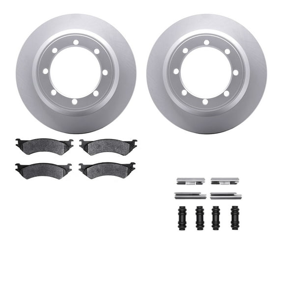 Dynamic Friction Company Rear Geospec Brake Rotors with Heavy Duty Brake Pads includes Hardware 4212-99142