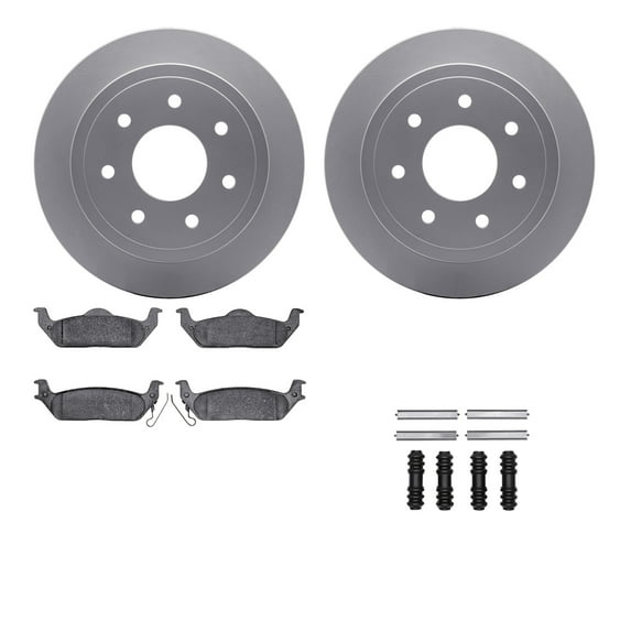 Dynamic Friction Company Rear Geospec Brake Rotors with Heavy Duty Brake Pads includes Hardware 4212-99172