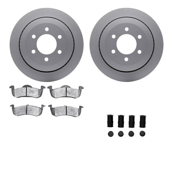 Dynamic Friction Company Rear Geospec Brake Rotors with Heavy Duty Brake Pads includes Hardware 4212-99197