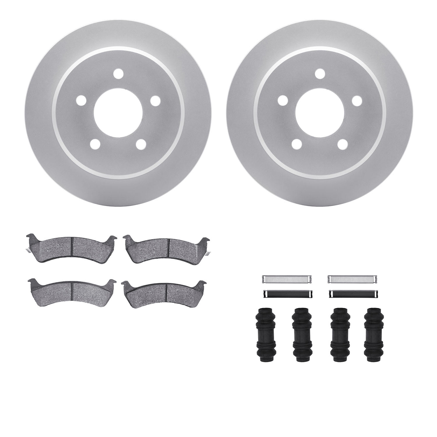 Dynamic Friction Company Rear Geospec Brake Rotors with Ultimate Duty Performance Brake Pads includes Hardware 4412-54014