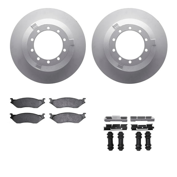 Dynamic Friction Company Rear Geospec Brake Rotors with Ultimate Duty Performance Brake Pads includes Hardware 4412-54043