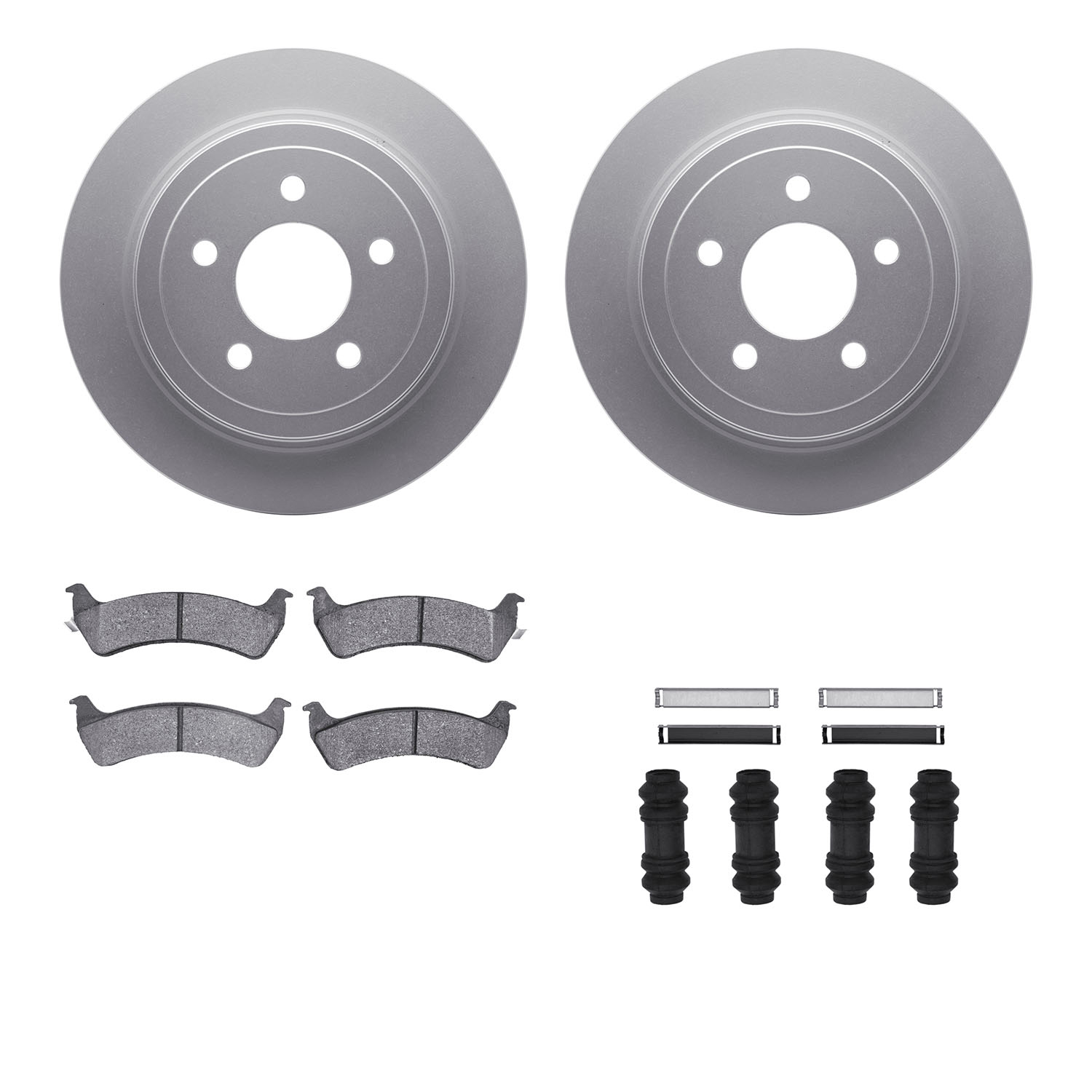 Dynamic Friction Company Rear Geospec Brake Rotors with Ultimate Duty Performance Brake Pads includes Hardware 4412-54045