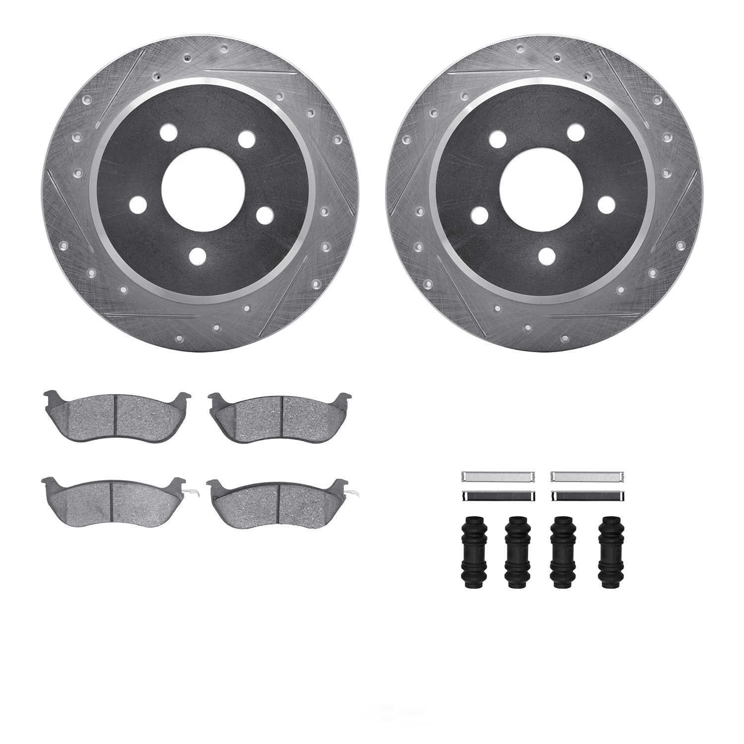 Dynamic Friction Company 7512-56077 DFC Rotors-Drilled and Slotted-Silver with 5000 Advanced Brake