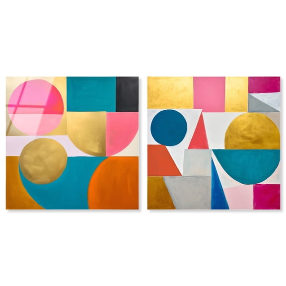Dynamic Geometric Flow Acrylic Print Colorful Wall Decor Set by Art Remedy, Ready to Hang, 12 x 12
