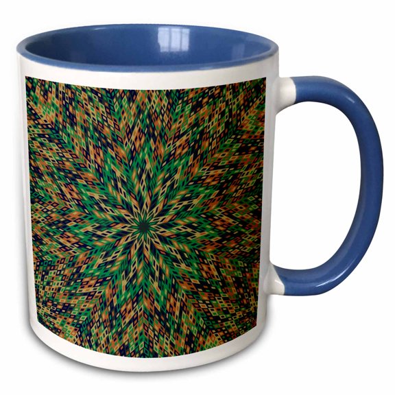 3drose, Dynamic Geometrical Hypnotic Abstract Circular Mosaic Background, 15oz Two-tone Blue Mug