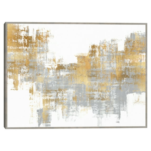 Dynamic Gold on Grey by Alex Wise Framed Canvas Art Print