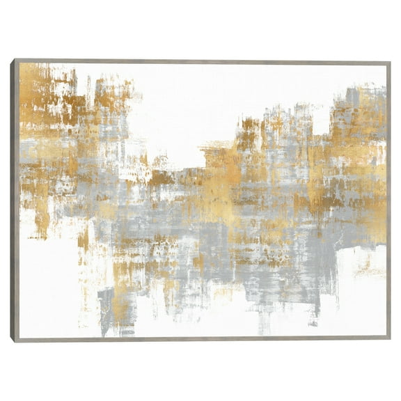Dynamic Gold on Grey by Alex Wise Framed Canvas Art Print
