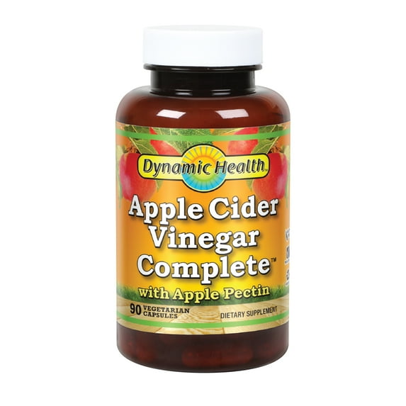 Dynamic Health Apple Cider Vinegar Complete with Apple Pectin | Vegetarian, No Gluten or Artificial Ingredients | 90 Vegetarian Capsules