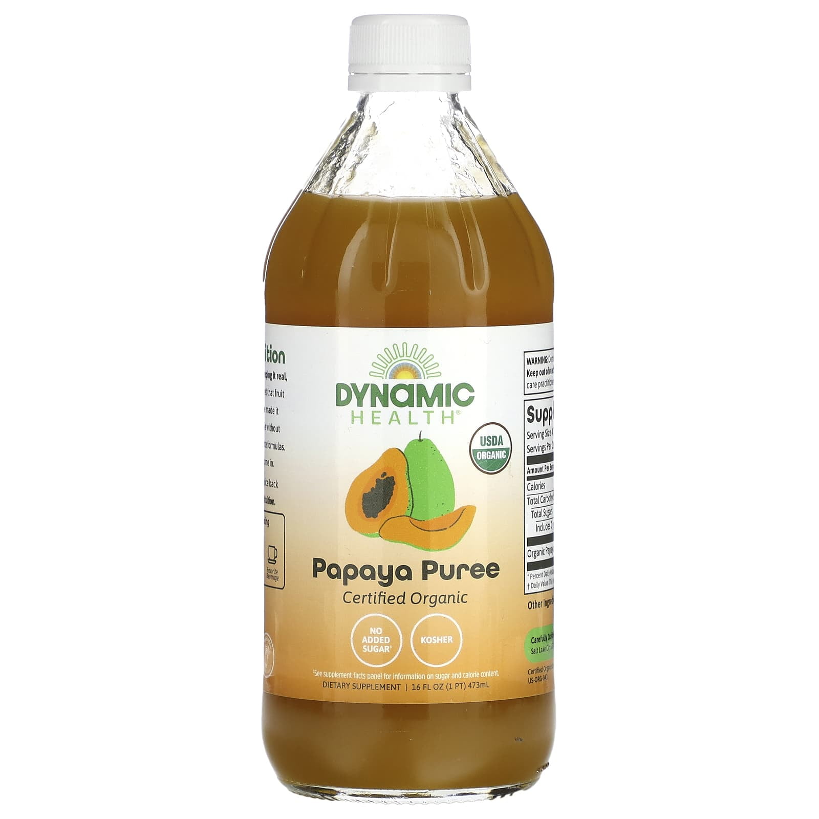 Dynamic Health Certified Organic Papaya Puree - 16 fl oz Pack of 4