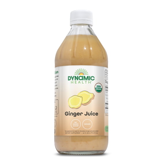 Dynamic Health Organic Ginger Juice Bold, Plant-Powered Flavor for Wellness Support USDA Organic, No Added Sugar, Kosher Certified 31 Servings, 16 FL OZ