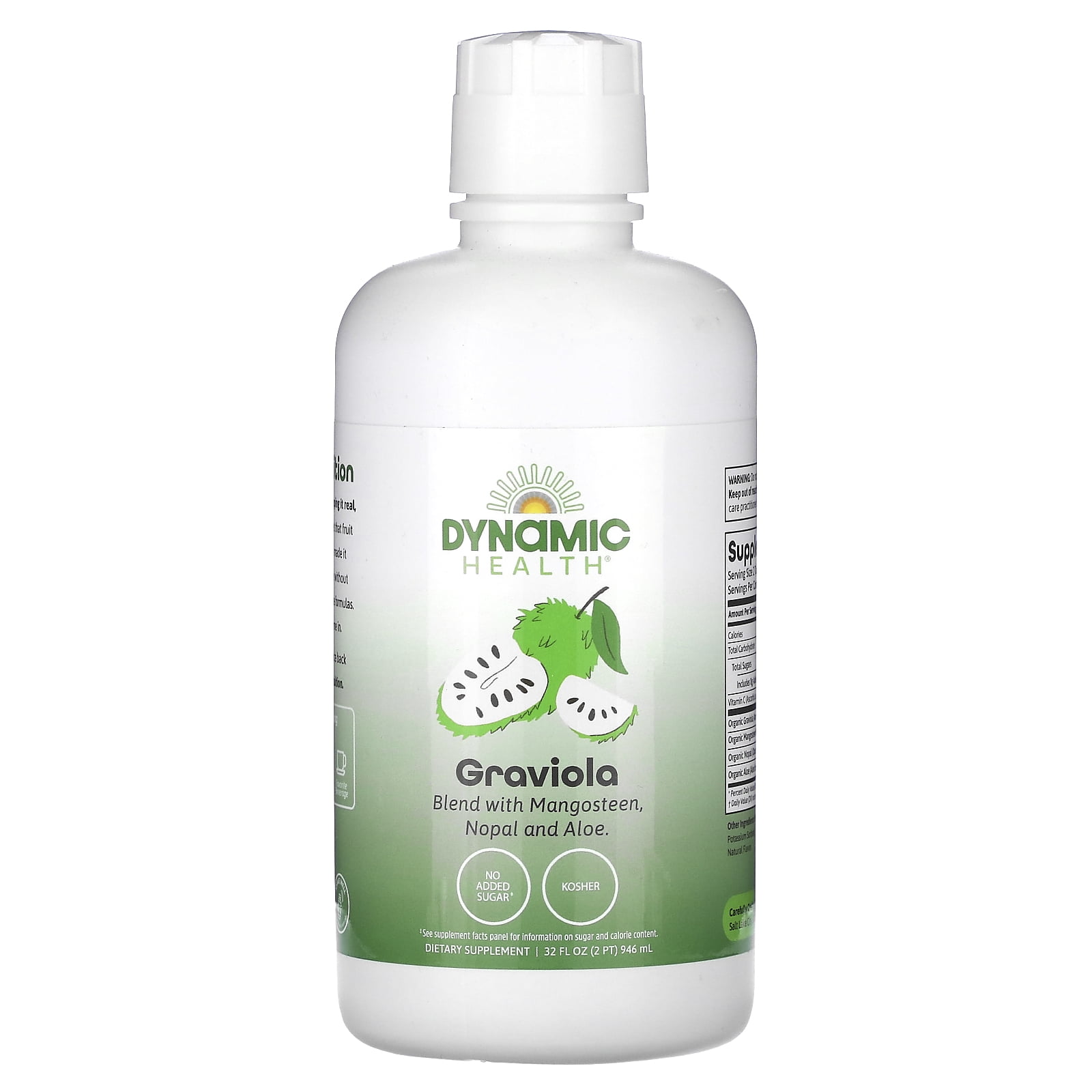 Dynamic Health Graviola Blend | Juice Formulated with 100% Organic Graviola, Mangosteen, Aloe Vera & Nopal | Vegetarian, No Gluten or BPA | 32oz