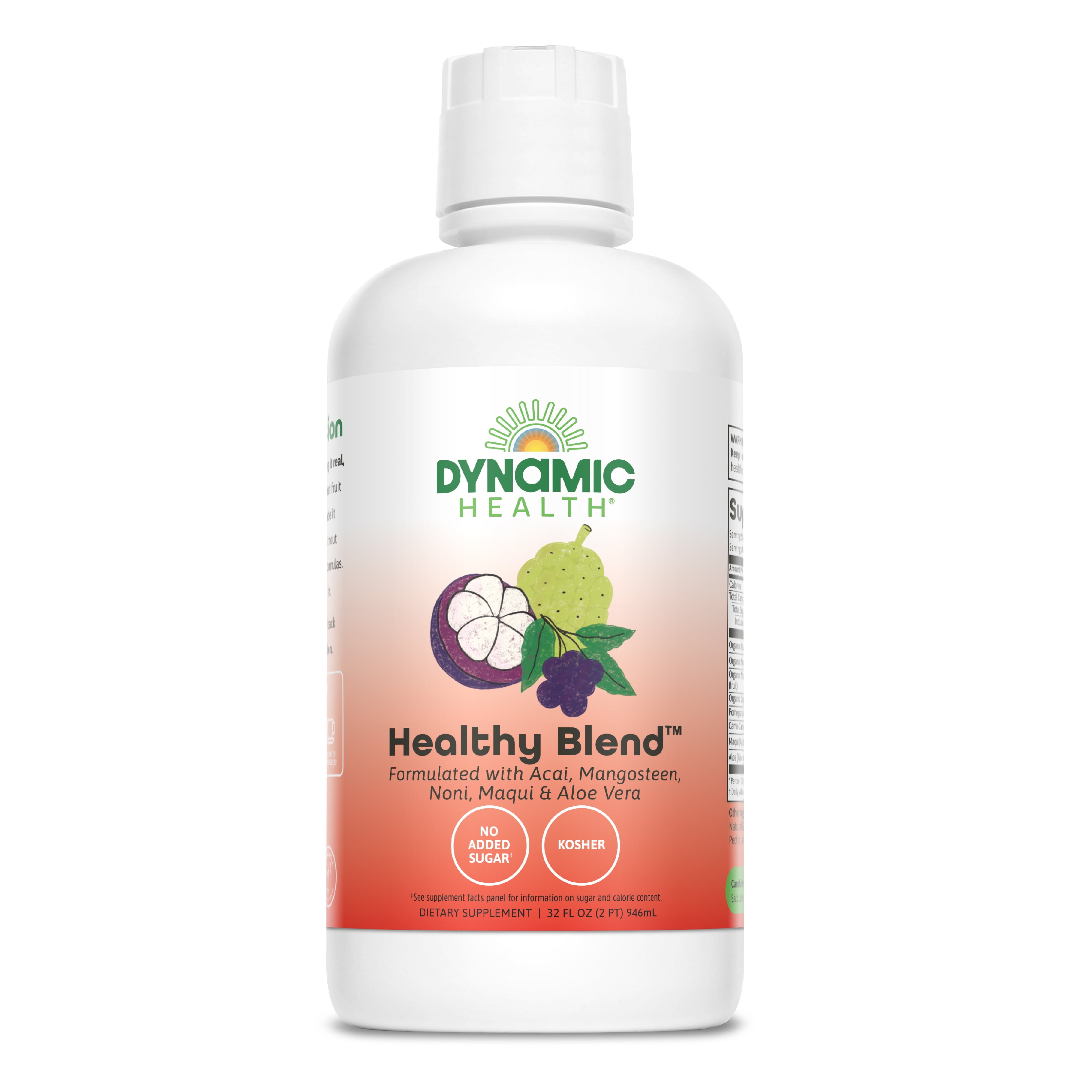 Dynamic Health Healthy Blend | For Healthy Living | Acai, Magosteen, Noni, Goji, Camu Camu, Maqui & Aloe Vera | No Gluten or BPA, Vegetarian | 32 oz