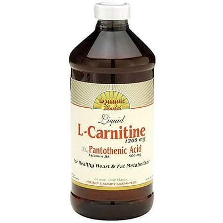 Dynamic Health L-Carnitine ( 1200 mg ) Plus Pantothenic Acid( Vitamin B5 500 mg), 16-Ounce