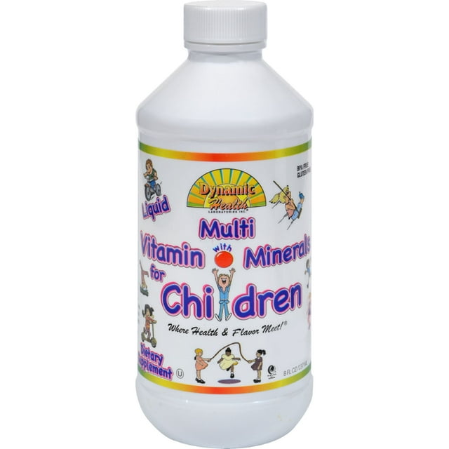 Dynamic Health Liquid Multivitamin w/ Minerals for Children | Great Taste Kids Love, W/ Vitamins A, C, D, B & More | No Gluten | 8 oz, Fruit Punch