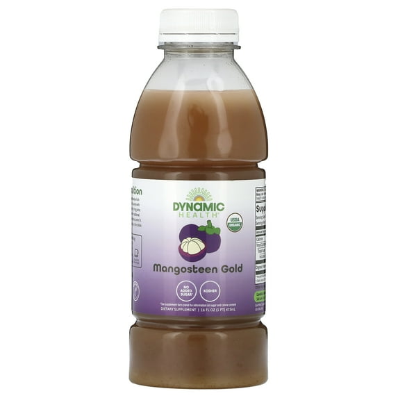 Dynamic Health Mangosteen Gold | Organic Mangosteen 100% Juice | Vegetarian, No Gluten or BPA, Dietary Supplement | 16oz