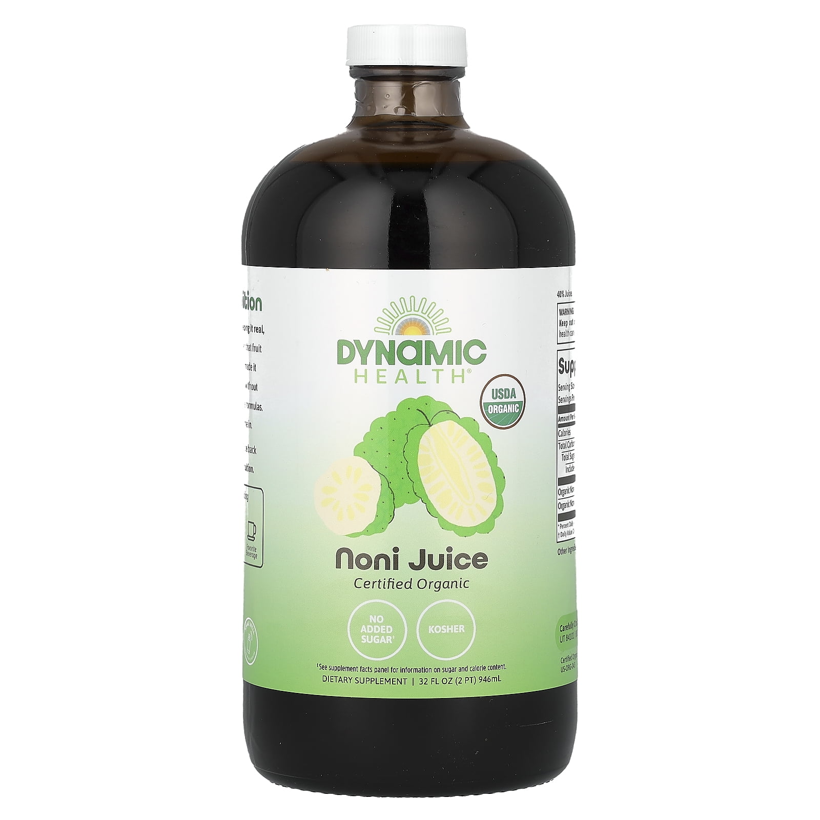 Dynamic Health Certified Organic Noni Juice, Glass, 32 fl oz (946 ml)