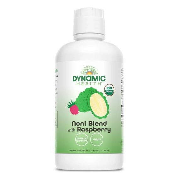 Dynamic Health Organic Noni (Morinda citrifolia) Blend W/ Raspberry | For Increased Energy & Body Health | No Additives, Vegetarian | 32oz