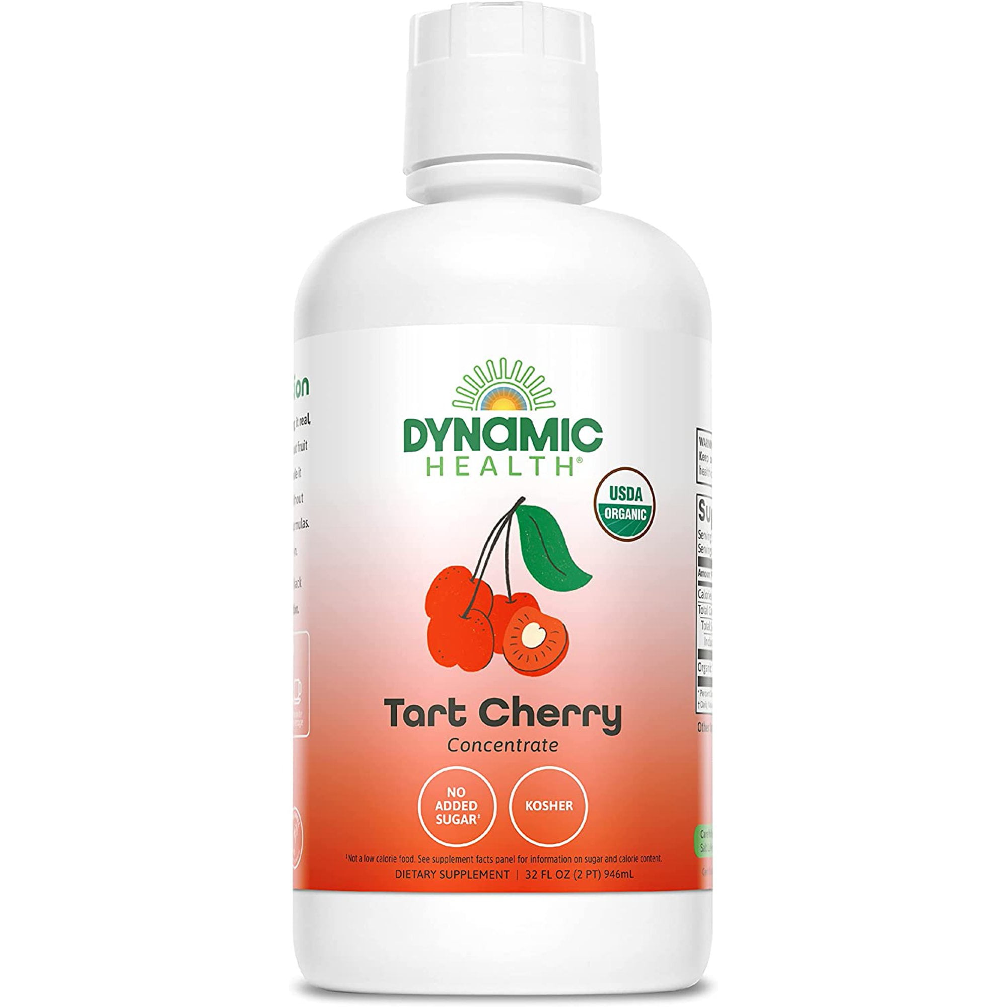Dynamic Health Organic Tart Cherry Juice, Unsweetened 100% Juice Concentrate, Antioxidants Supplement, No Sweeteners or Additives, Vegan, Gluten Free, BPA Free, 32 oz