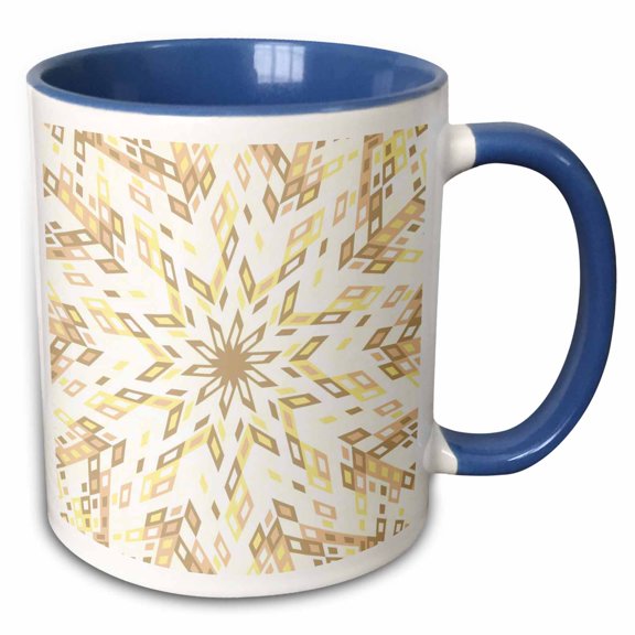3drose, Dynamic Hypnotic Circular Tiled Mosaic Pattern Background, 15oz Two-tone Blue Mug