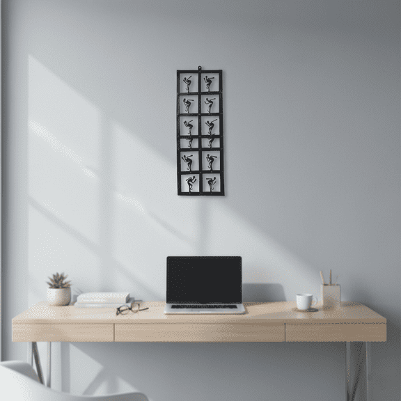 Dynamic Iron Wall Art – Featuring Intricate Dancing Figures in a Rhythmic Grid, Adds Character and Vibrancy to Your Space