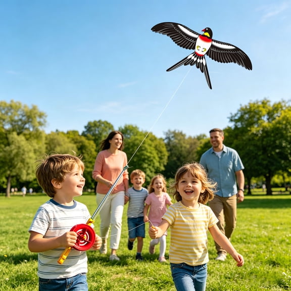 Dynamic Kite with Fishing Line Reel - Outdoor Beach Angling Themed Flying Wing Kite with Rod and Line for Family Outdoor Activities