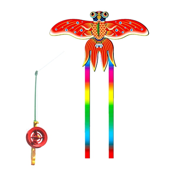 Dynamic Kites 3D Fishing Rod Line Kites Small Kites Easy Flying Toy Long Tail Kites Popular Beach Activity Parent-Kids Favor