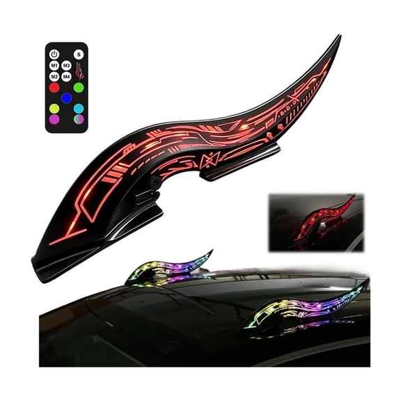 Dynamic LED Dragon Horns for Car with 32 Color Effects, Car Roof Dragon Horn LED Fins Modification, Halloween Universal Creative Devil Horn Car Exterior Decor for SUV Sedan Truck