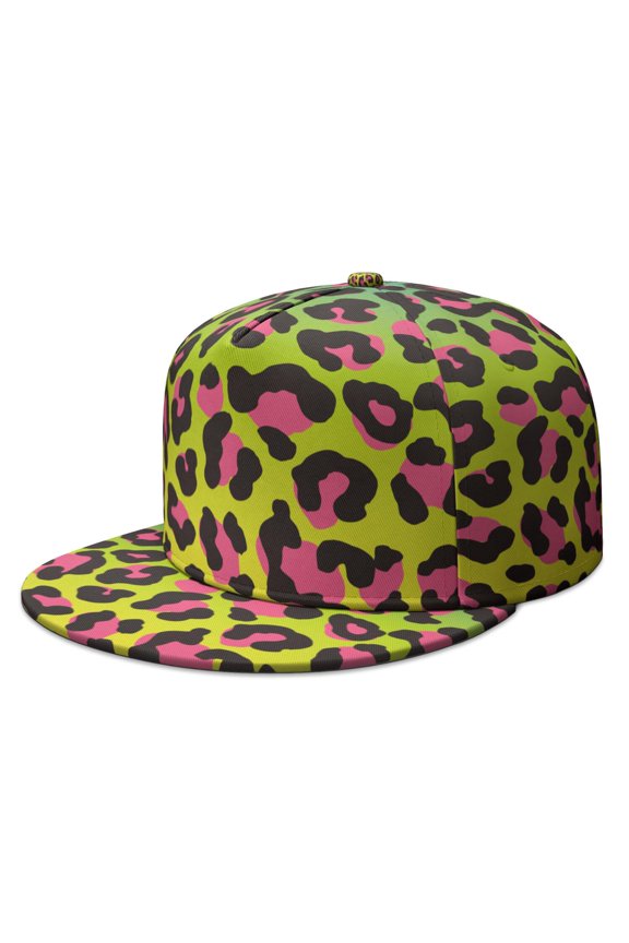 Dynamic Leopard Pattern Trucker Hat - Unisex Flat Visor Baseball Cap for Sports & Traveling