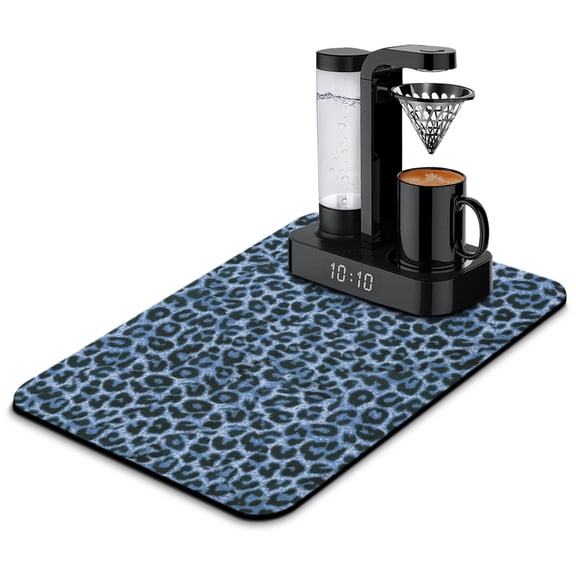 Dynamic Leopard Print Dish Drying Mat Leak-Proof Coffee Mat with Heat-Resistant Surface Super Absorbent & Non-Slip Backing Kitchen Mat Featuring Romantic and Glitter Animal Patterns Perfect for Coffee