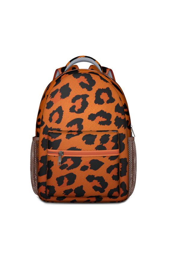Dynamic Leopard Spots Waterproof Backpack - Fashionable School Bag with Adjustable Straps & Organized Pockets
