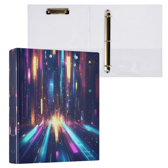 Dynamic Light Beams 3 Ring Hardcover Binders 1.5in Round Rings for Letter-Size Folder Paper Organizer Pockets for Office Student Recipe